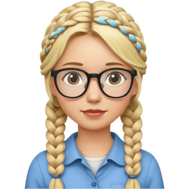 blonde braided girl with glasses emoji