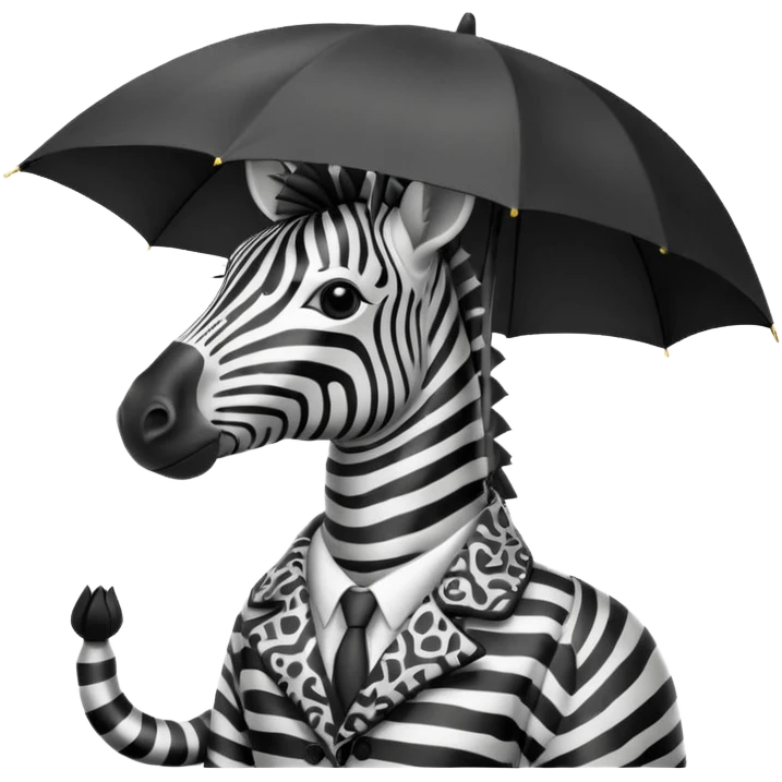 zebra with umbrella closeup view emoji