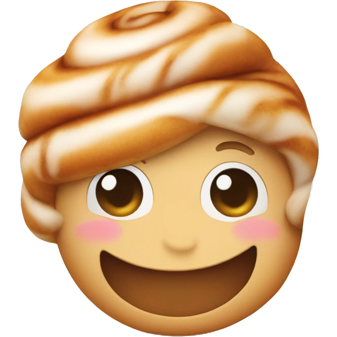 a single cinnamon roll emoji with a cute blushing face, smiling emoji