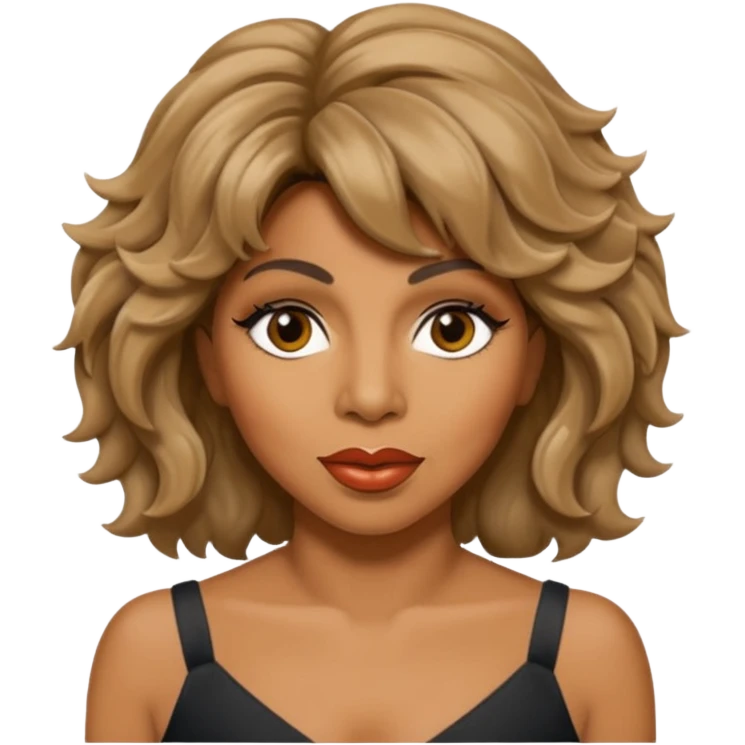 Tina Turner with wavy hair and makeup  emoji