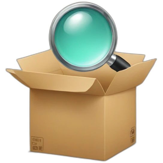 a magnifying glass and an empty box emoji