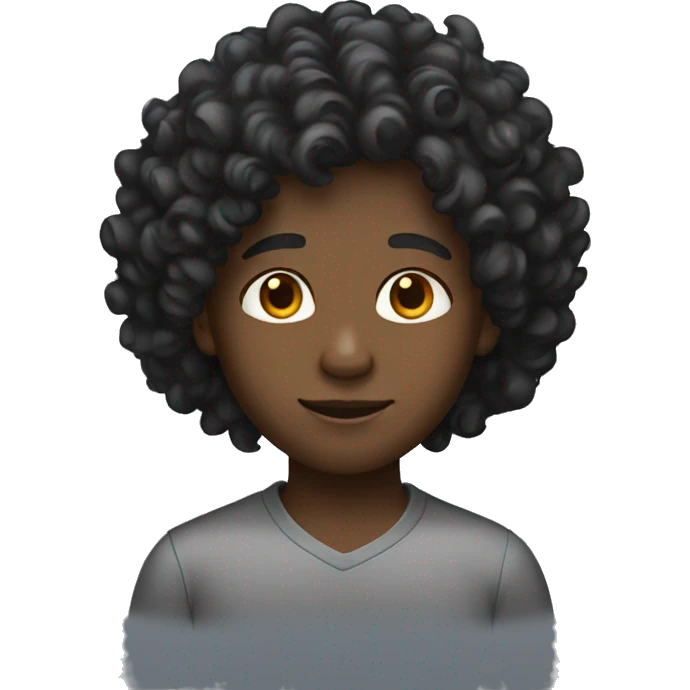 A black boy with curly hair emoji