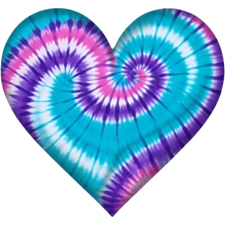 Turquoise, purple and pink tie dye heart emoji