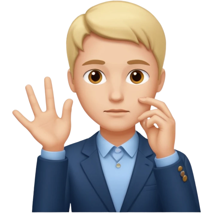 entepreneur deeply thinking. asking question. interested face. hand showing the deep interest in the topic emoji