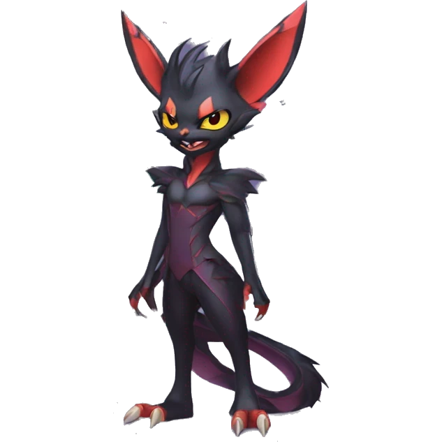  Kawaii Edgy Cool Vampiric Demonic Beautiful Noivern-Nargacuga-Litten with big Bat Ears full body emoji