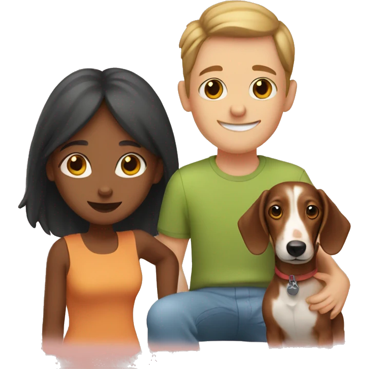 Girl and boy with dachshunds emoji