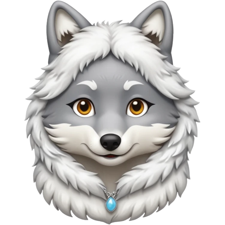 gray wolf wearing a white dishdasha emoji