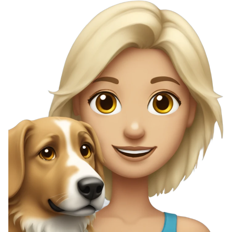blonde girl with Australian Sheppard  emoji