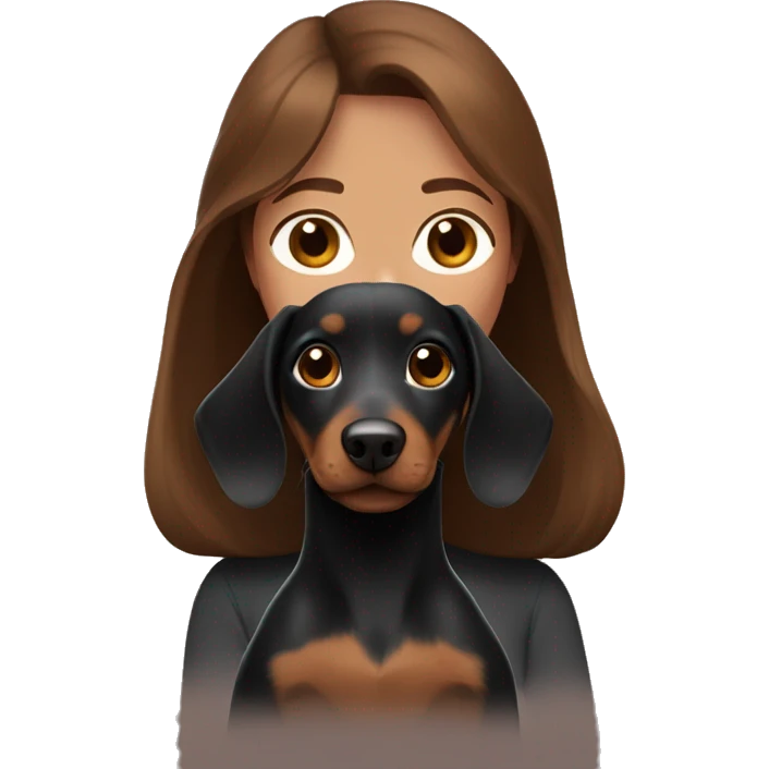brown haired girl with black dachshund  emoji