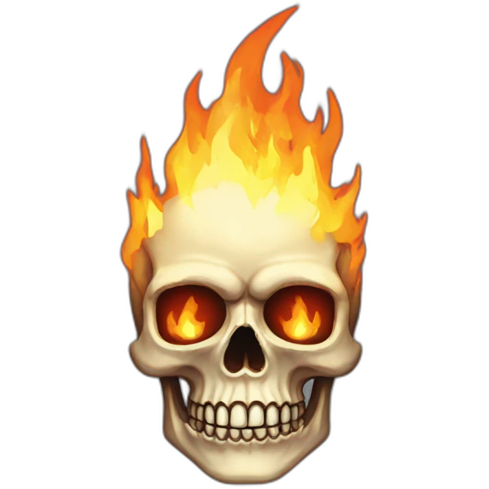 Skull on fire , pixel art emoji
