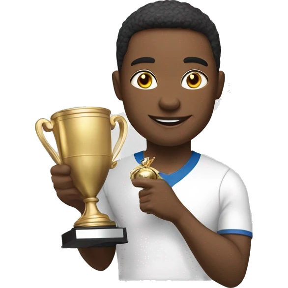 white athlete with winner trophy emoji
