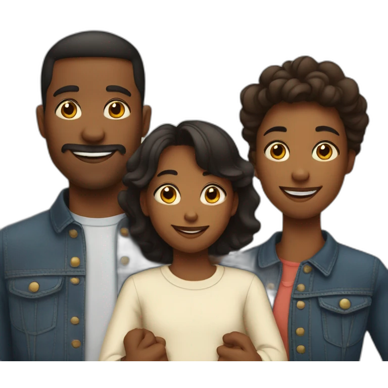 a loving black family with a mom and dad, 2 teen boys and a 5 year old boy emoji