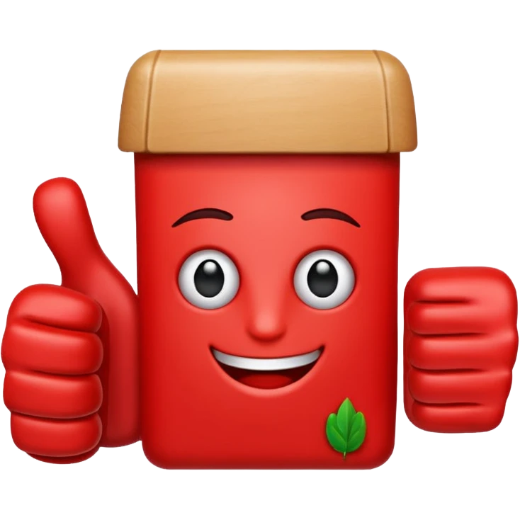 crea un dedo de like en color rojo al centro debe ir la frase caja cusco emoji