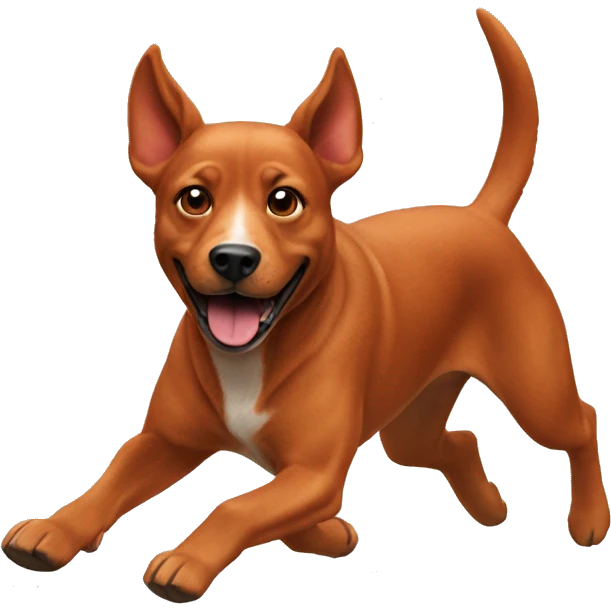realistic solid red dog with pointed ears running emoji