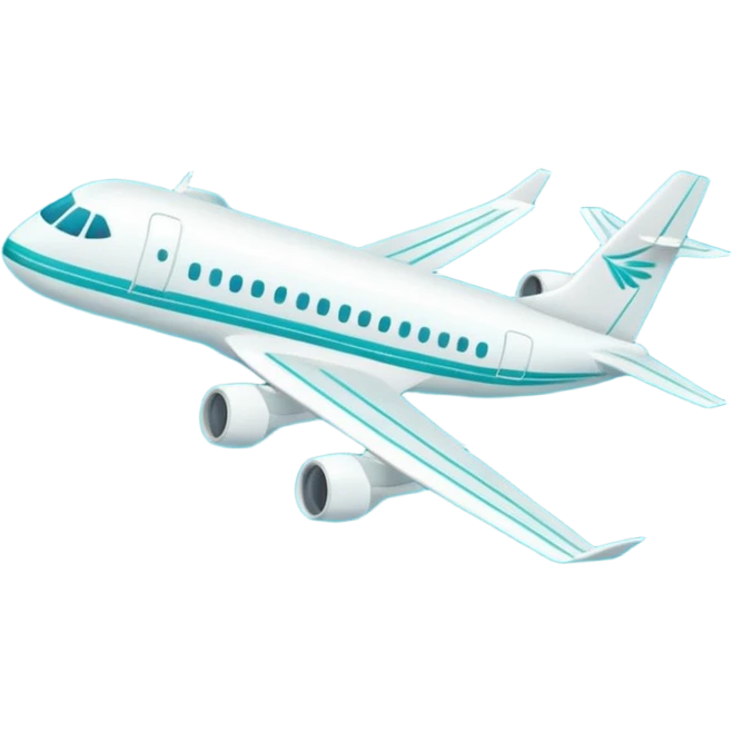 Minimalist outline airplane with elegant wings, monoline icon, thin contour lines, no fill, transparent background, vector style, premium travel emoji, aqua teal #40B2D6 outline, 512x512 emoji