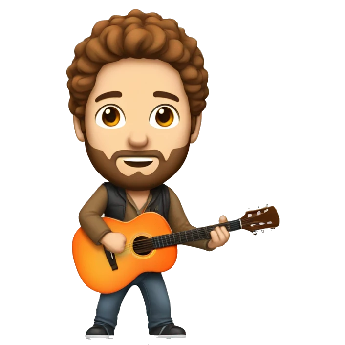 Man with brown hair and beard orange ibenez guitar emoji