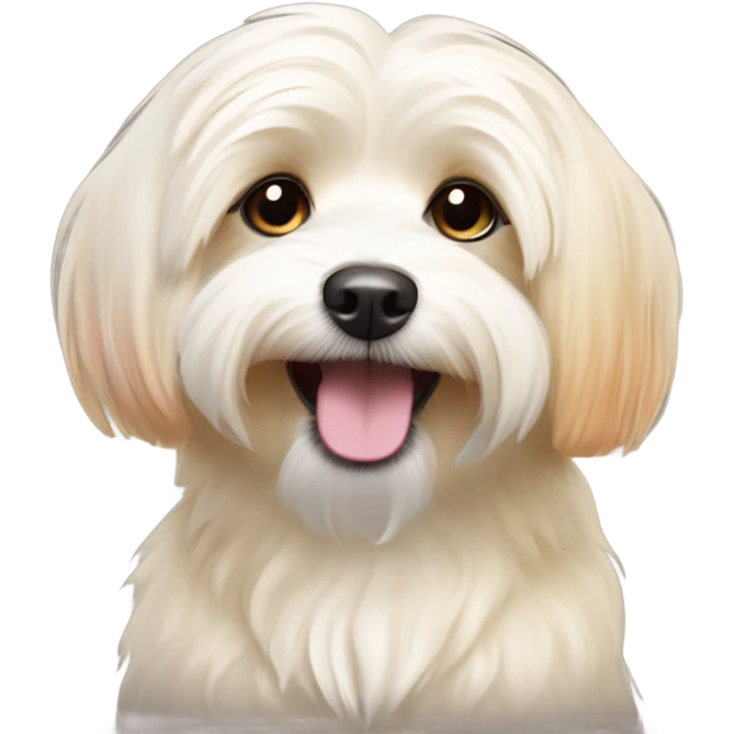 Cream colored havanese with RAINBOW TAIL and normal cream ears emoji