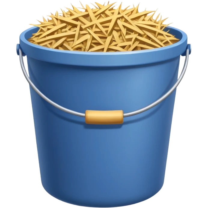 cow feed bucket object icon, bucket full of hay and grains, farm style, 3D cartoon, mobile game icon style, centered, clean background, no text, no watermark
 emoji