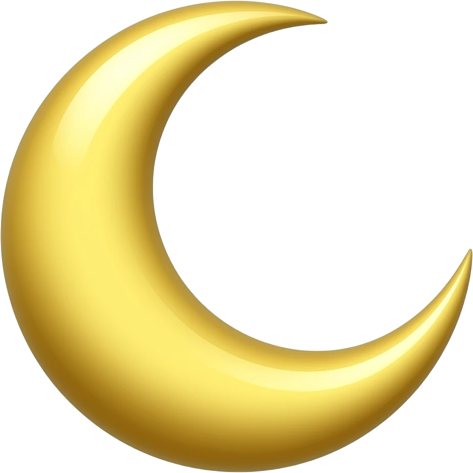 a detailed golden waxing crescent moon emoji