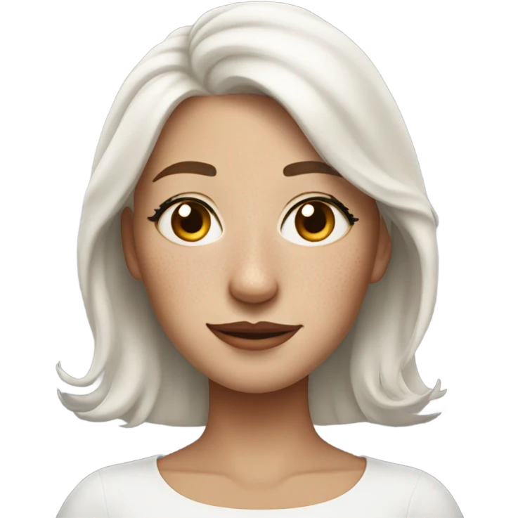 cute woman classy white hair girl and freckles face emoji