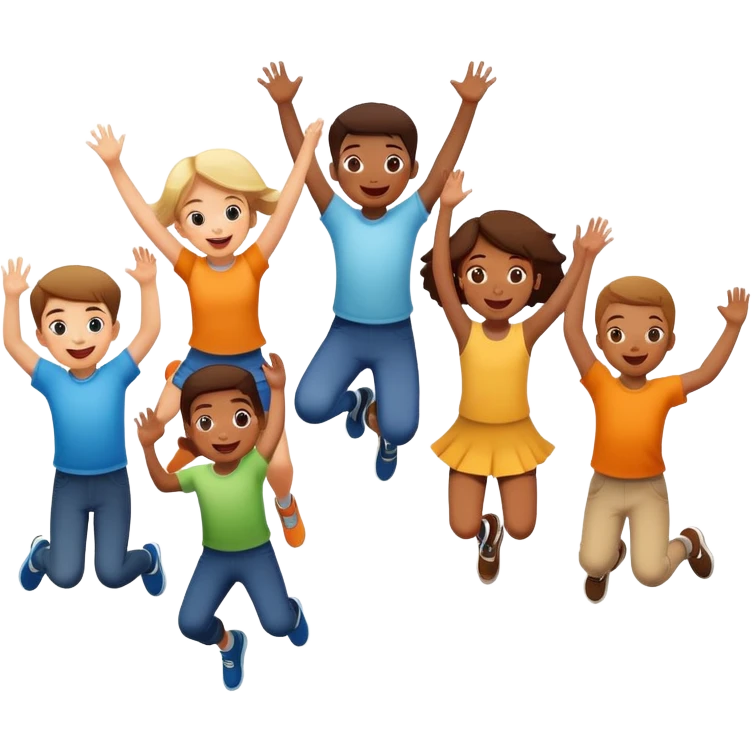group of children jumping in the air, fun and lively emoji