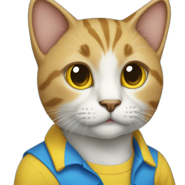 cat with blue and yellow shirt emoji