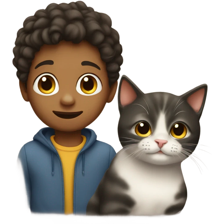 Little boy with cat emoji