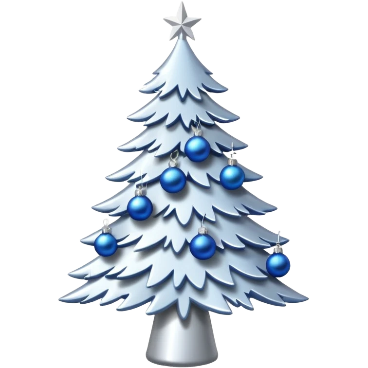 White christmas tree withe blue and silver decoration emoji