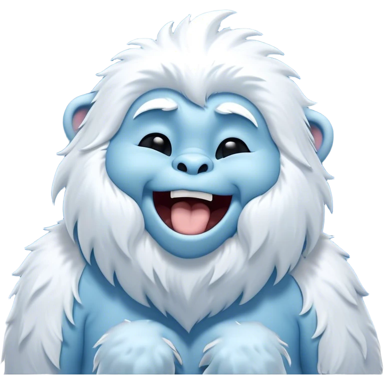 Cinematic Cute Yawning Yeti Portrait Emoji, with a charming, fluffy, snow-dusted figure in gentle whites and cool blues, head tilting back in a wide, endearing yawn with softly closed, peaceful eyes and a content little smile, simplified yet irresistibly adorable, highly detailed with a soft, frosty glow and outline capturing the serene slumber of a yeti! emoji