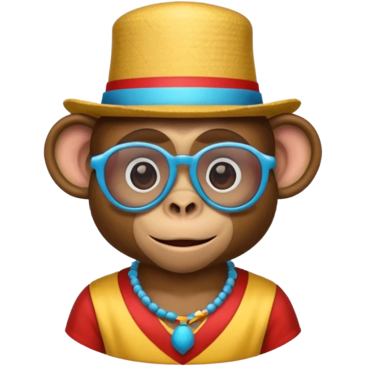 a sunglasses monkey with circus hat and shirt emoji