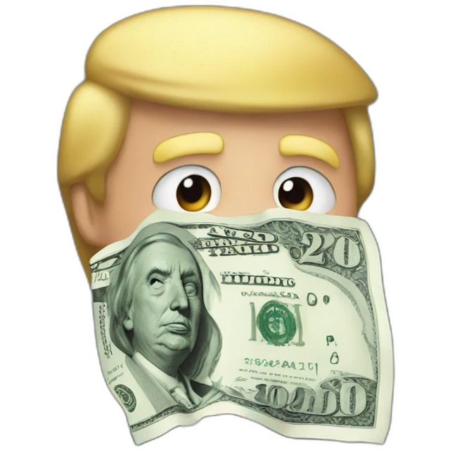 donald trump who kisses an pack of bills emoji
