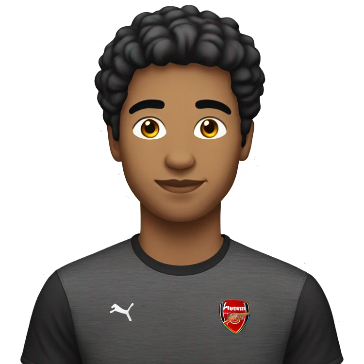 22 years old male with black hair and arsenal t-shirt  emoji