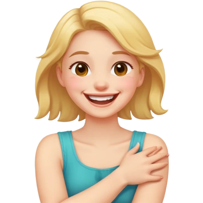 arms crossed holding neck laughing girl emoji