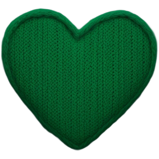 Dark green knitted heart emoji