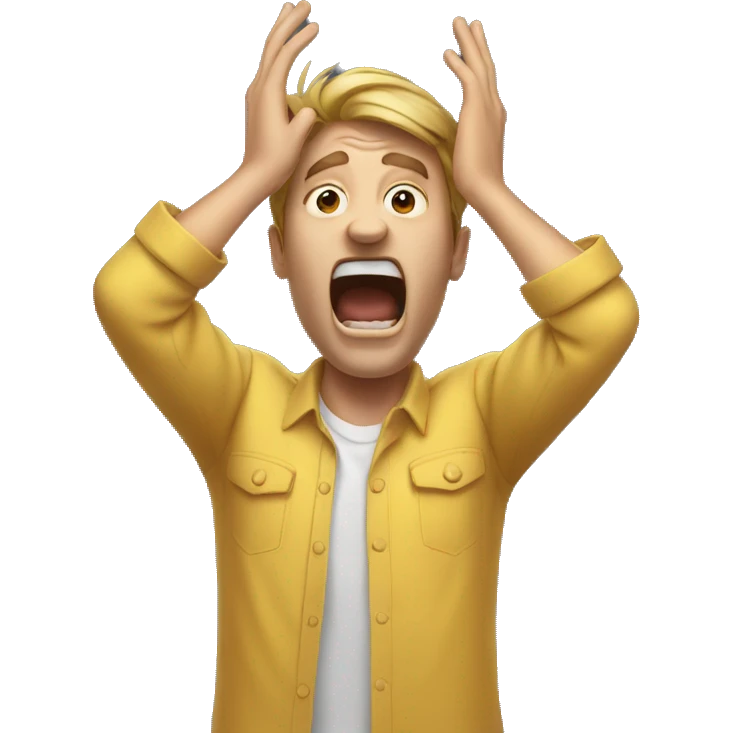 a man with his hands in his head screaming emoji