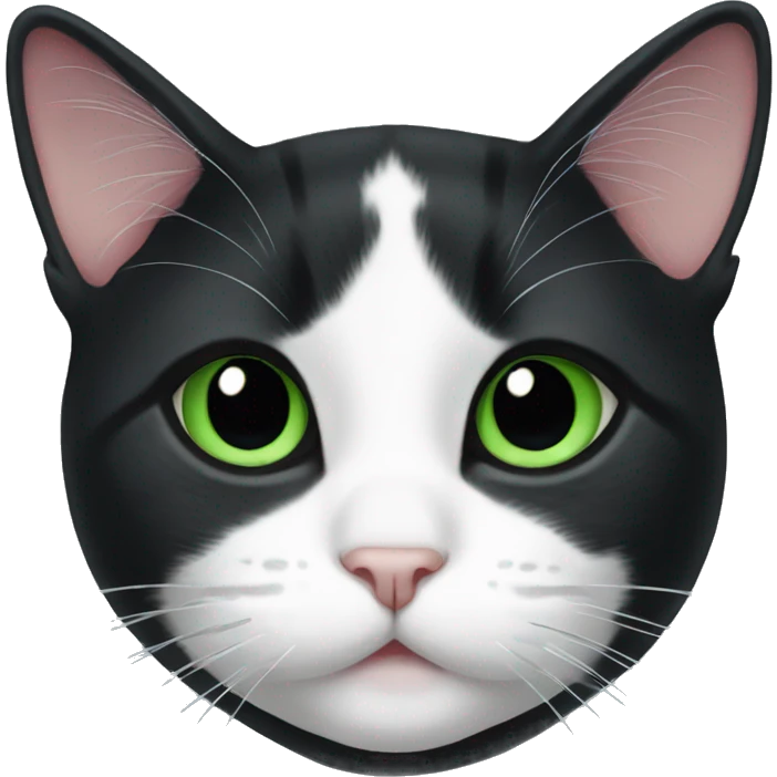 Tuxedo cat with clipped ear green eyes emoji