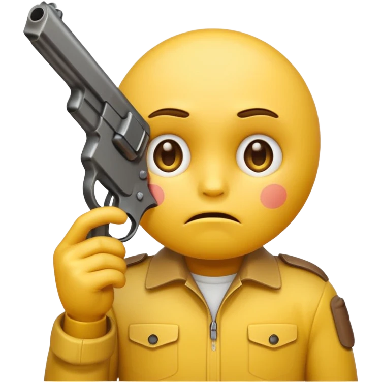 yellow emoji face with sad face with a gun pointed to its head emoji