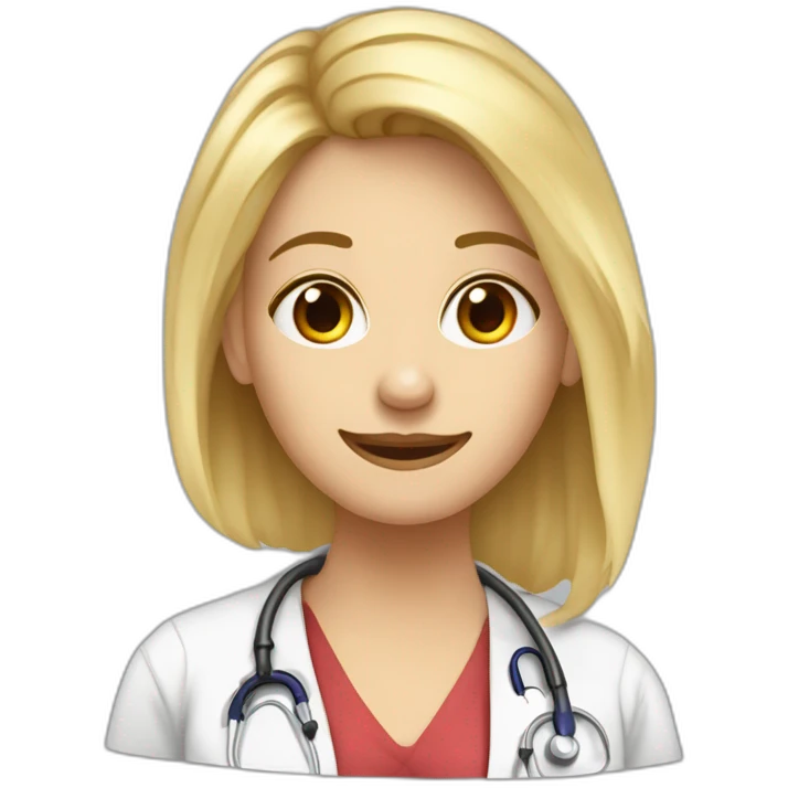 Dessine moi une image humoristique d'un docteur femme blonde aux cheveux court emoji