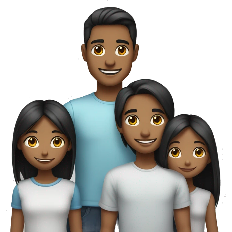 An emoji of a loving brother and sister, the sister being short with long straight hair, and the brother tall with black hair styled upward, broad shoulders, and both smiling warmly emoji