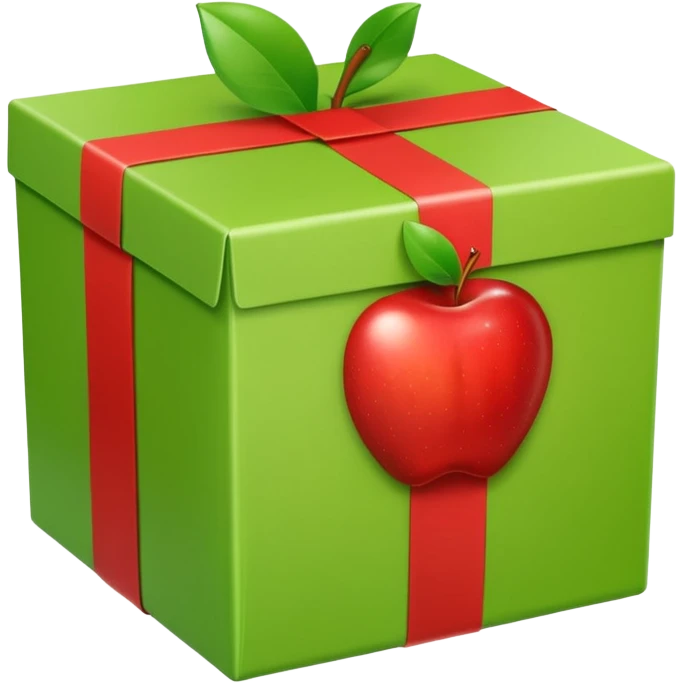 light green shipping box wrapped in tape with visible tape seams, apple style emoji emoji