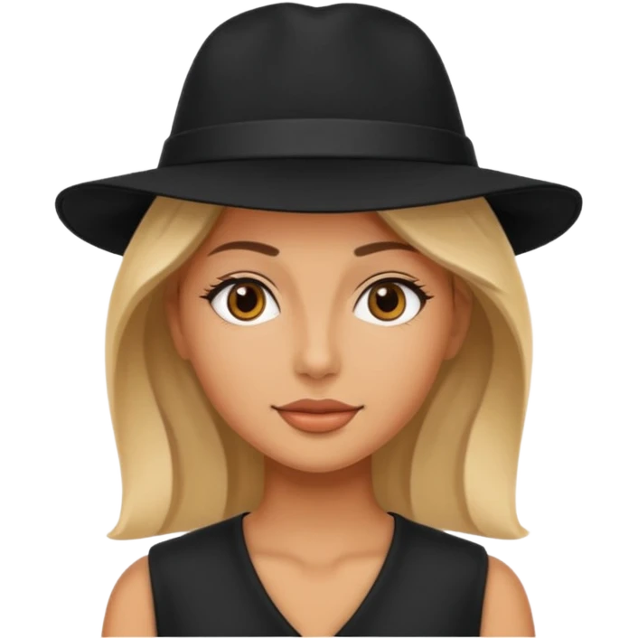 beach woman with black hat emoji