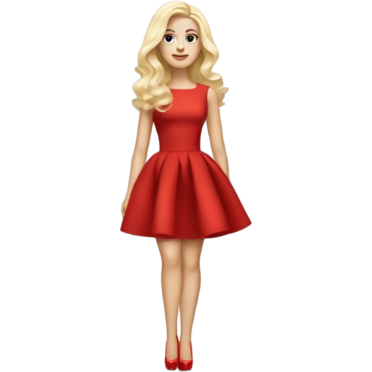 white blonde woman in red dress and high heels long hair Louboutin heels emoji