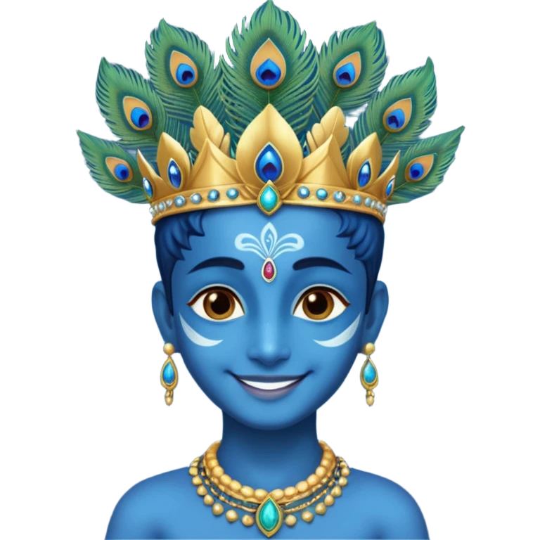 Krishna blue-skinned deity with a peacock feather crown emoji