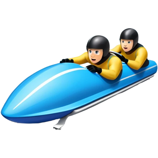 An icon featuring a sleek bobsled with athletes racing down an icy track at high speed, helmets on and bodies aligned for aerodynamics. The scene is set in a stunning snowy mountain valley with pine trees, spectators, and crisp blue sky. Transparent background captures the thrill of bobsleigh. emoji