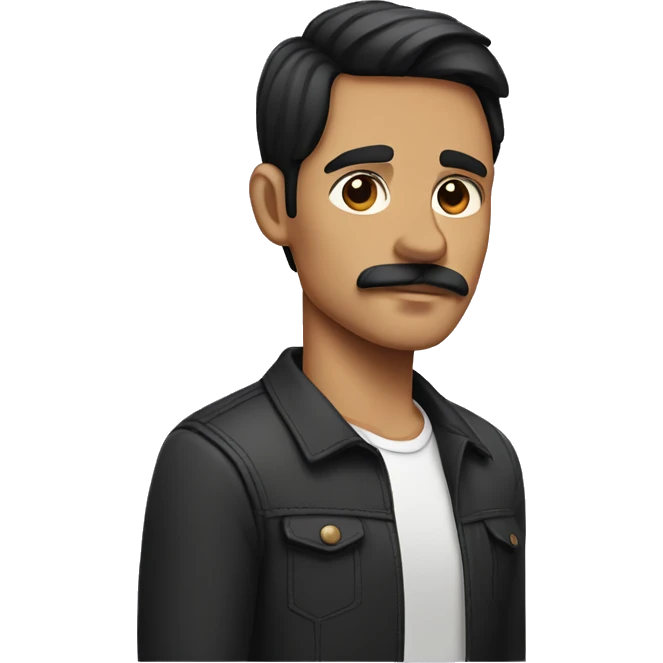 dark hair dark eyes man with short mustache with chihuahua emoji
