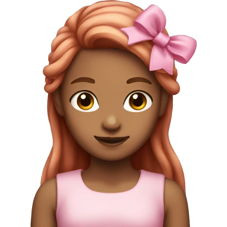Girl with long pink hair and brown bow  emoji