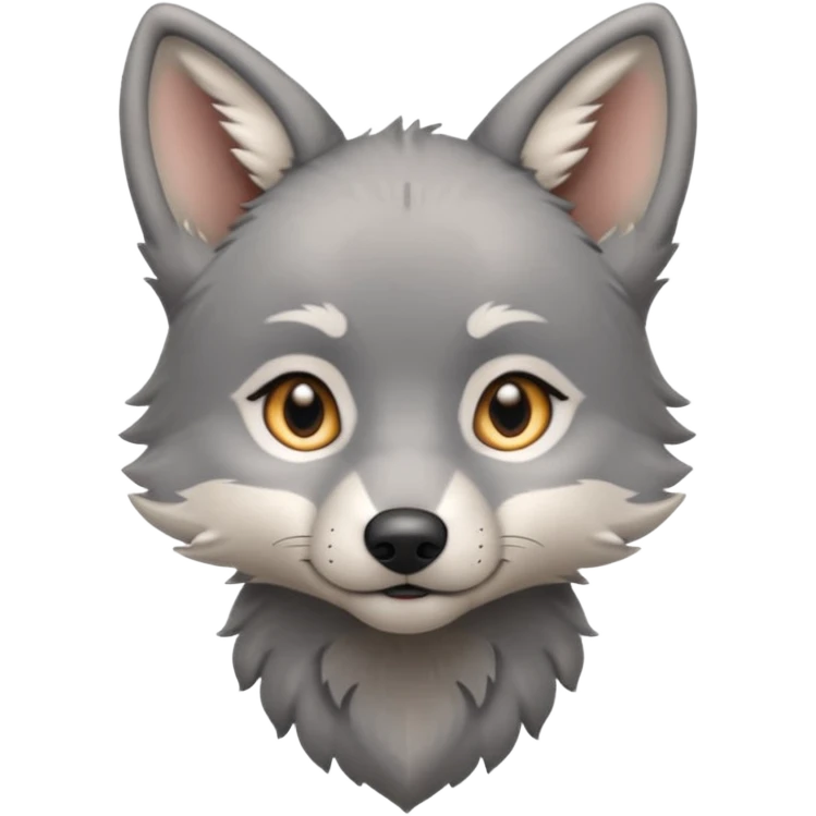 Wolf pup with soft fur and alert ears, half body emoji