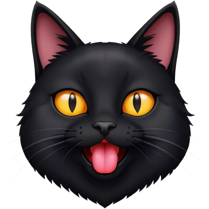 Black cat sticking tongue out  emoji