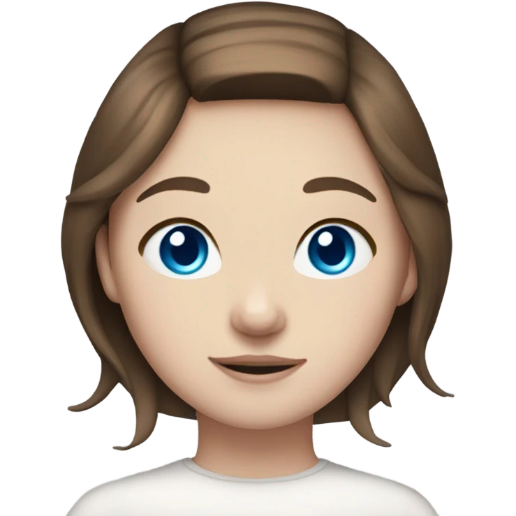 girl with brown hair, pale skin, blue eyes and bunny ears emoji