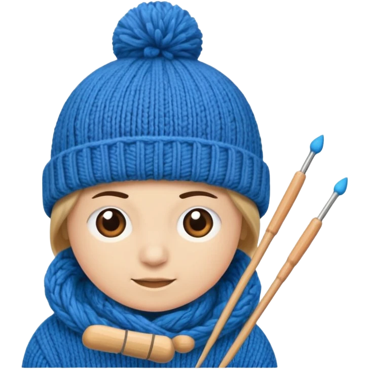  beanie hat with knitting needles emoji